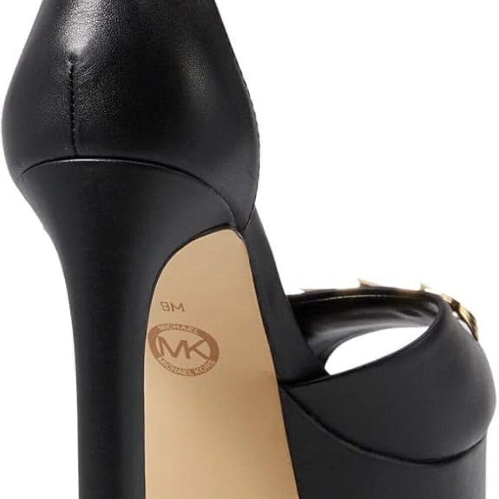 NEW MICHAEL KORS Martina Peep Toe Pump Black Leather Women's Size 9M - Picture 5 of 5